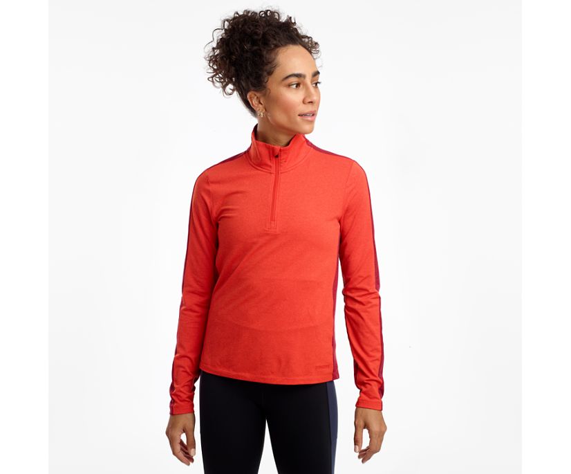 Women\'s Saucony Sunday 1/4 Zip Jackets Red / Burgundy | Singapore 342RVDW